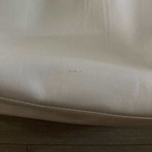 NEW‎ Antonio Melani Ivory Leather Double Handle Shoulder Satchel Handbag 14x10 - Picture 9 of 13